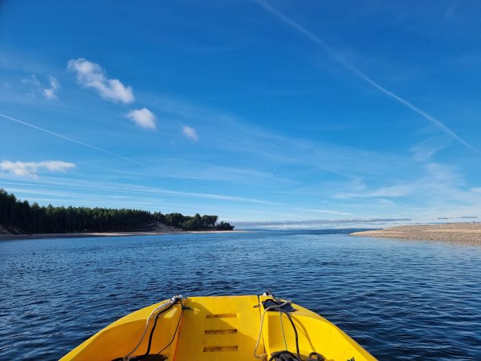 The view over the bow of the water taxi on the crossing to Culbin Sands